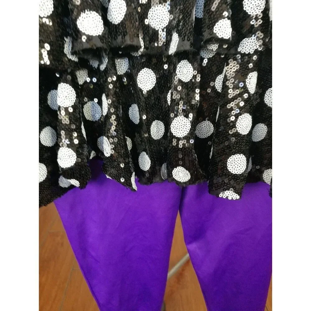 Weissman Costumes Polka Dot Catsuit w/ Bow leotard dance over Leggings MC 10/12